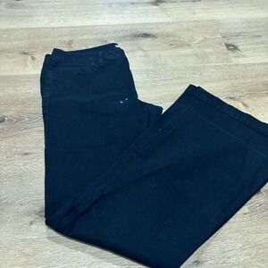 Cabi Jeans Womens 12 Black Wide Leg Denim Trousers Mid Rise Solid Casual Pants